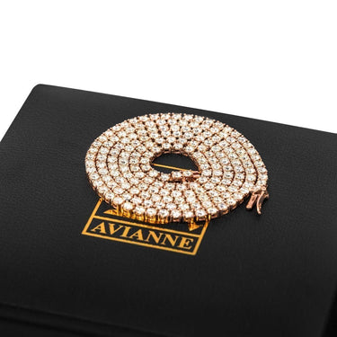 14k Rose Gold Tennis Chain 20 Inches 14.31 Ctw